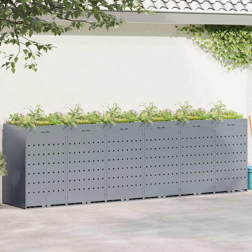 Mülltonnenbox für 2 Tonnen Schwarz 138x79x117 cm Stahl