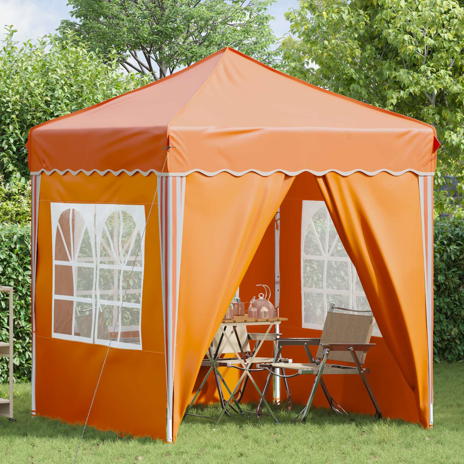 Pop-up Partyzelt 195 x 195 x 245 cm Creme Oxford-Stoff