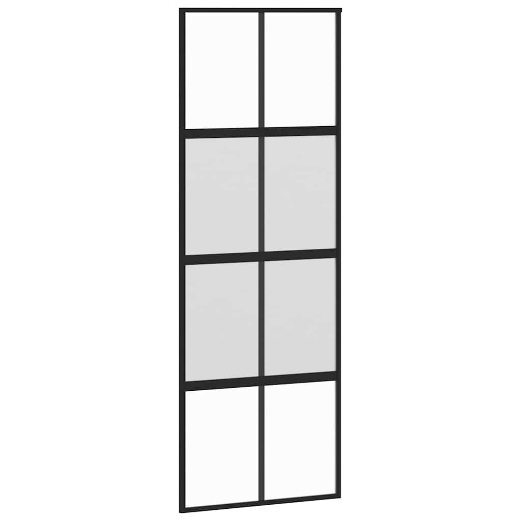 Schiebetür mit Beschlag Schwarz 76x205 cm ESG-Glas