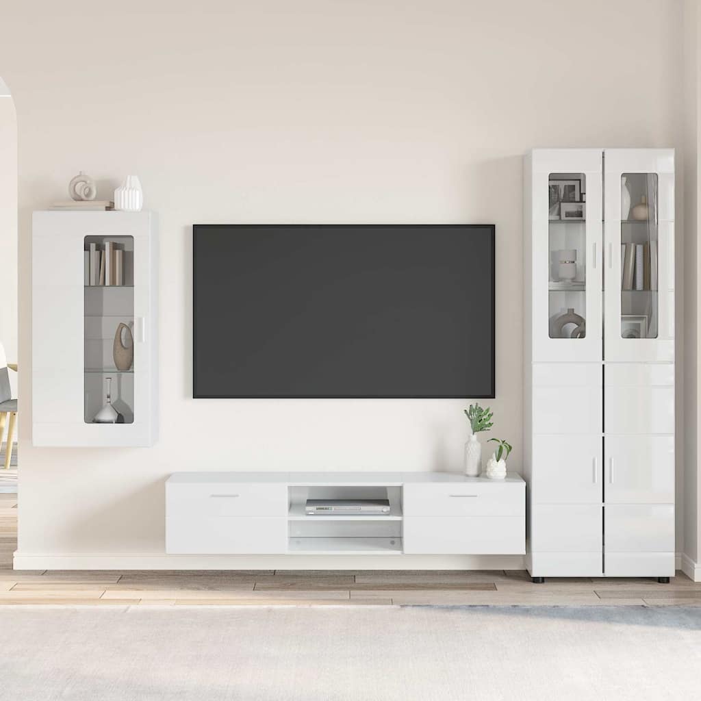 Highboard mit Regal FLORIN Weiß 60 x 35 x 182 cm Holzwerkstoff