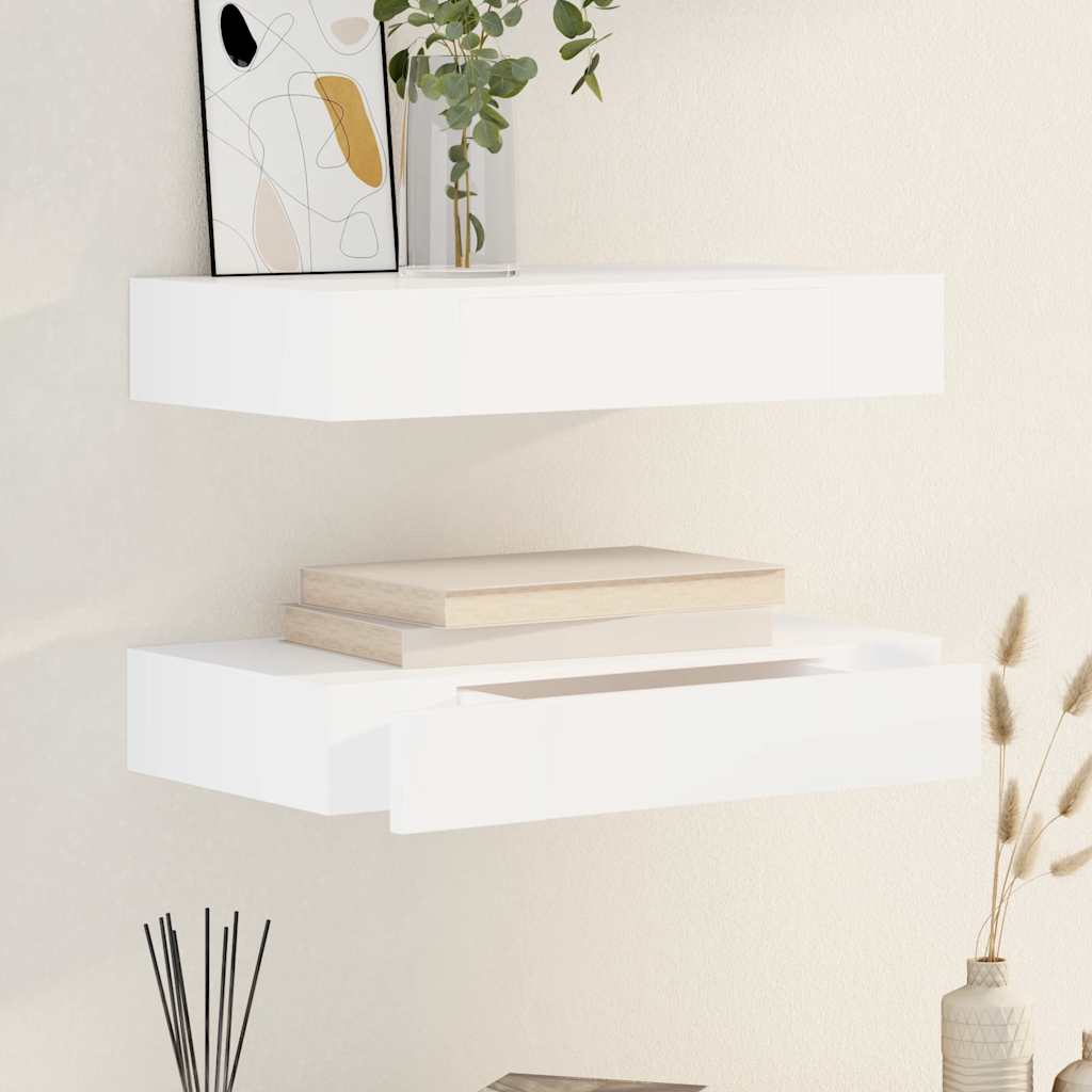 Wandregal mit Schublade MDF Weiß