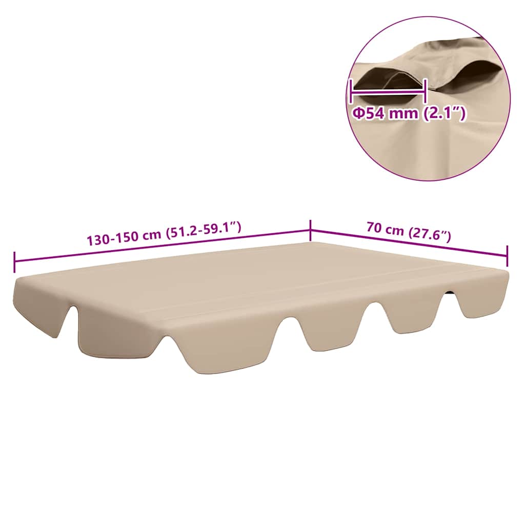 Ersatzdach für Hollywoodschaukel Beige 188/168x145/110 cm