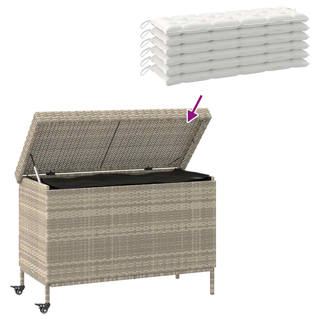 Gartentruhe mit Rollen Schwarz 110x55x73 cm Poly Rattan