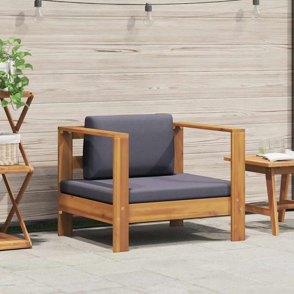 2-tlg. Garten-Lounge-Set mit Cremeweißen Kissen Akazienholz