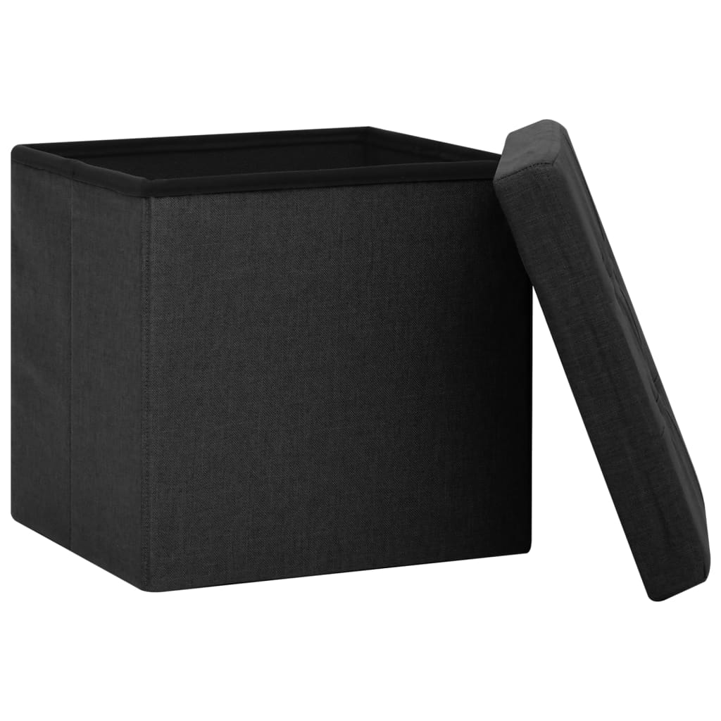 Hocker mit Stauraum Cremeweiß Leinenoptik