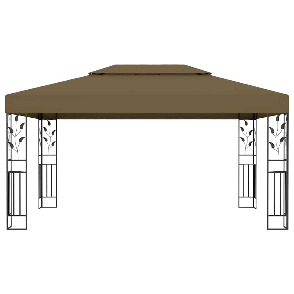 Pavillon mit Doppeldach & LED-Lichterkette 3x4 m Weiß