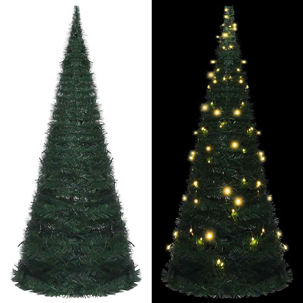 Künstlicher Pop-Up-Weihnachtsbaum mit Beleuchtung Grün 150 cm