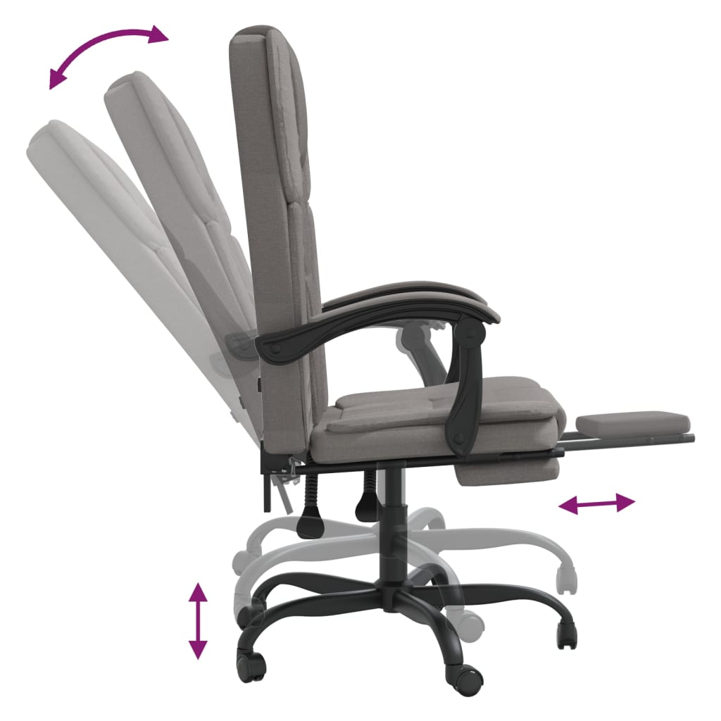 Bürostuhl mit Liegefunktion Taupe Stoff