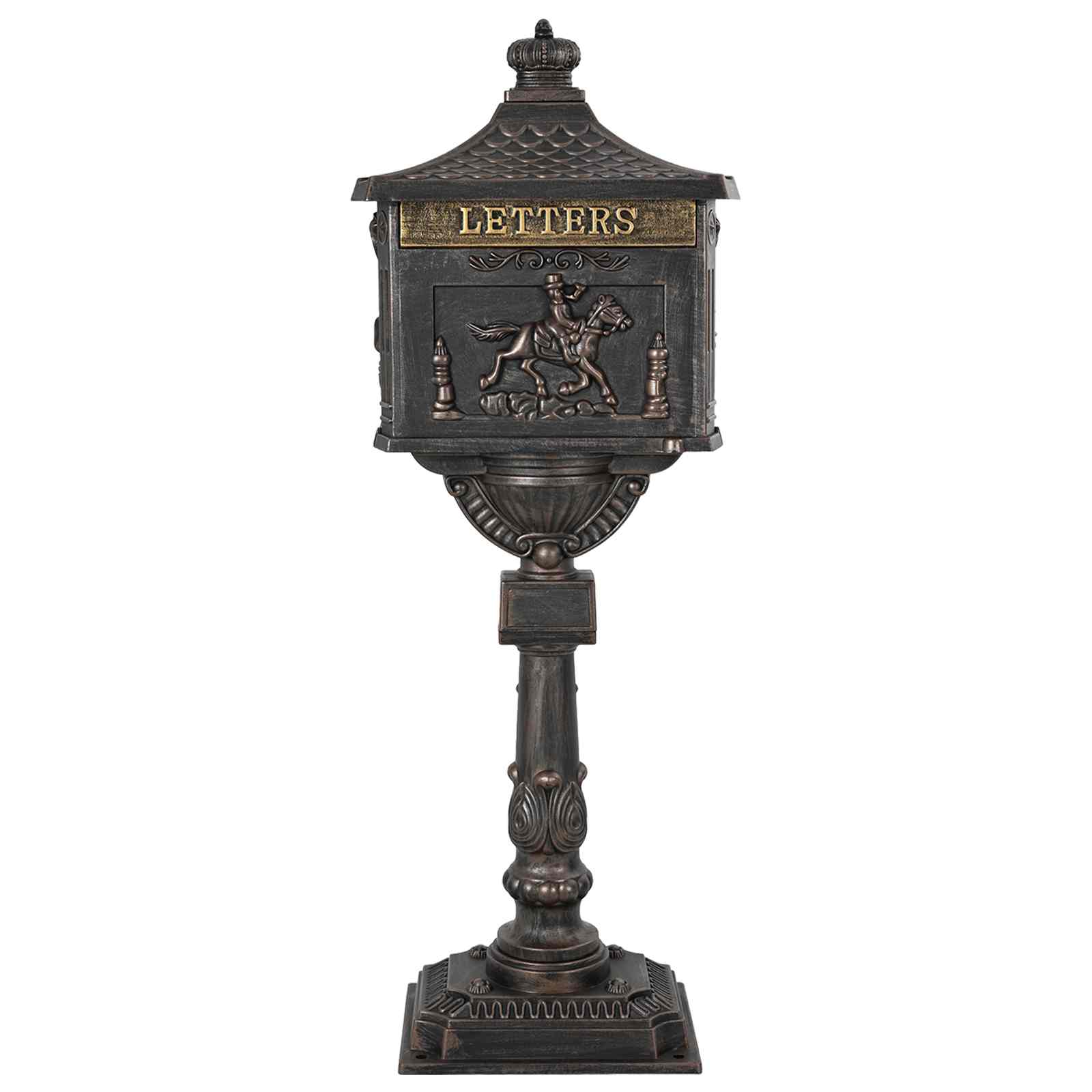 Stehender Briefkasten mit Speicher Schwarz 42,5 x 29,5 x 117 cm