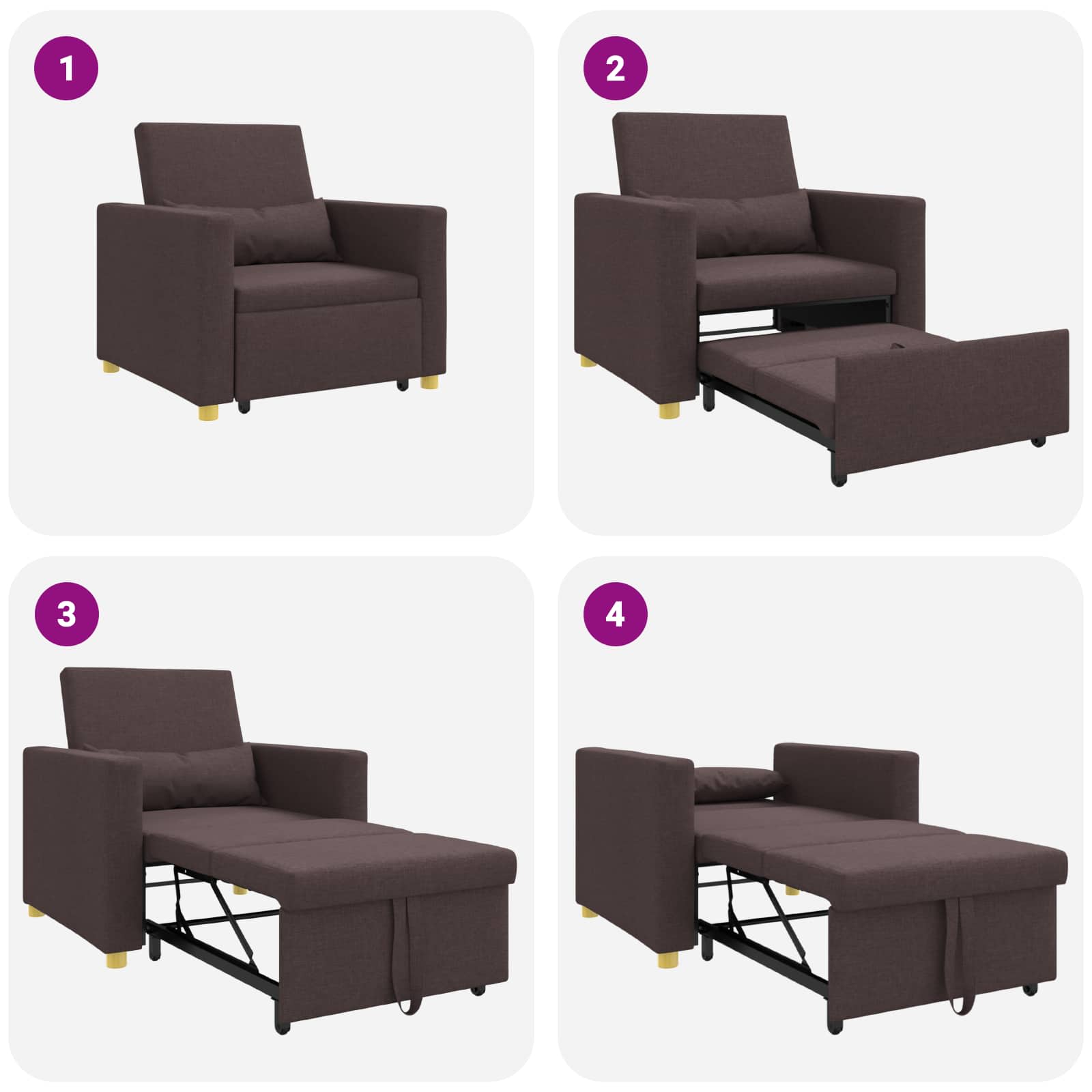 Ausziehbare Schlafcouch Einzel Hellgrau 90 x 165 x 87 cm Stoff