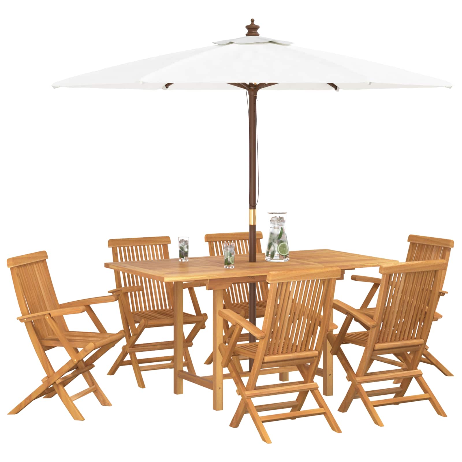 Garten Essgruppe 5 pcs Braun Massivholz Teak
