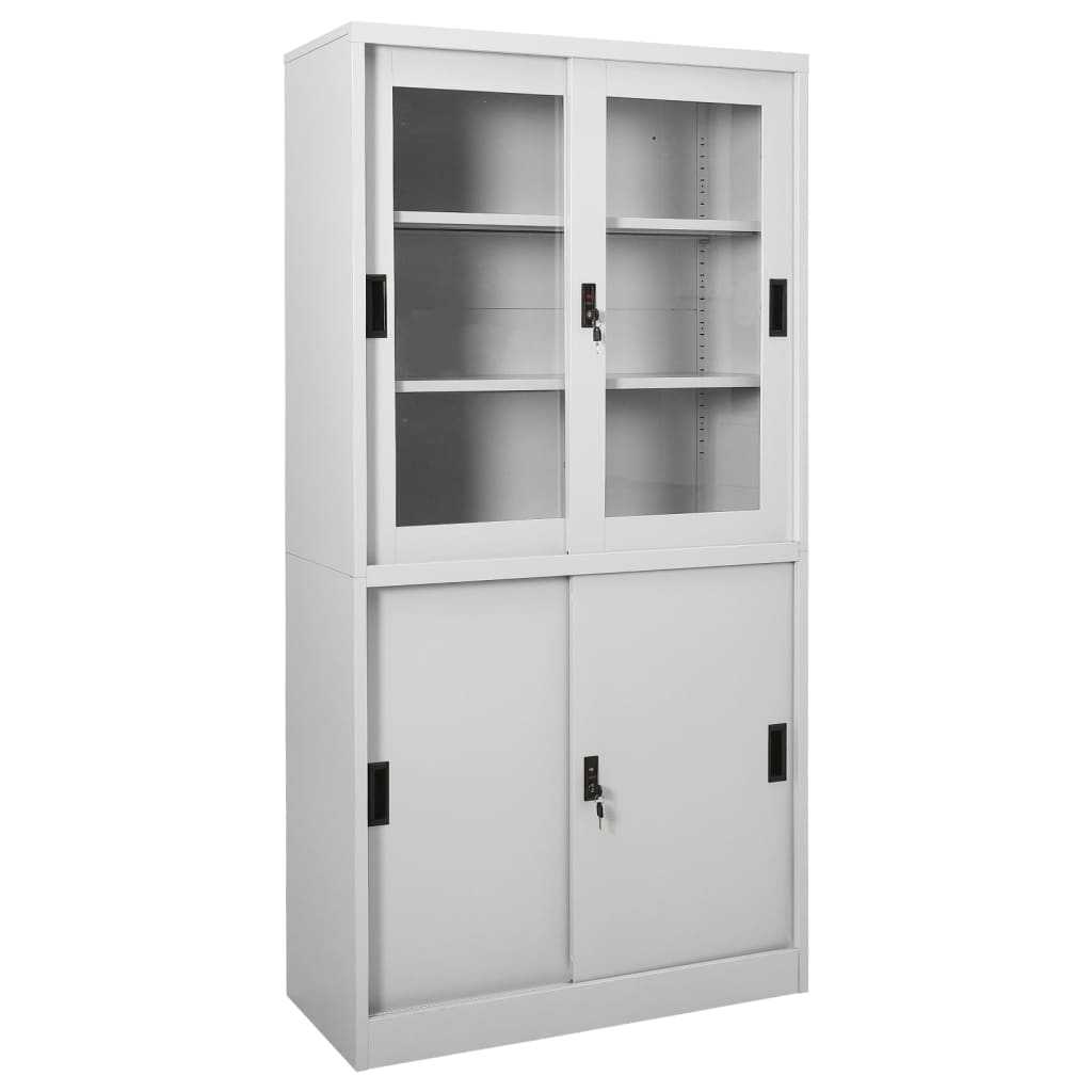 Büroschrank mit Schiebetüren Weiß 90x40x180 cm Stahl
