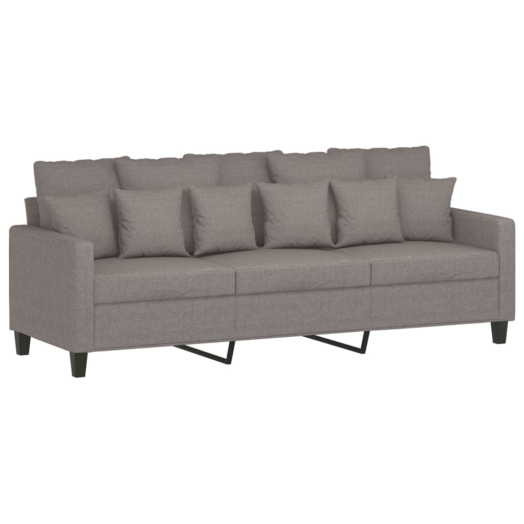 3-Sitzer-Sofa mit Hocker Creme 180 cm Stoff