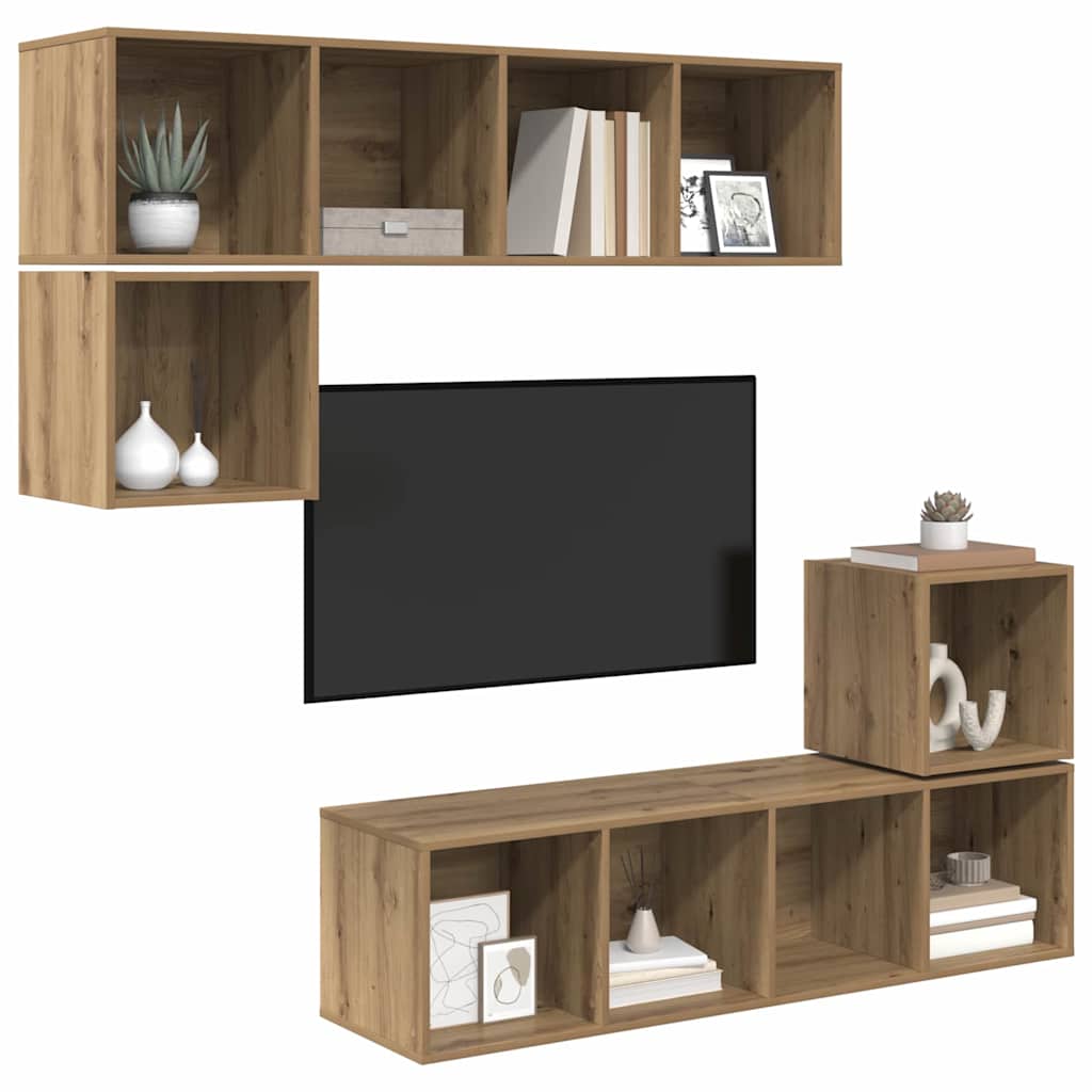 4-tlg. TV-Schrank-Set Weiß Holzwerkstoff