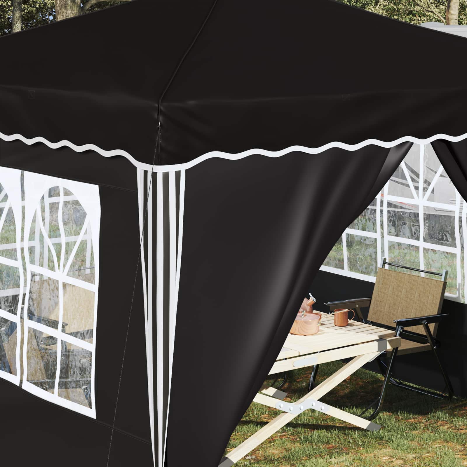 Pop-up Partyzelt 288 x 288 x 245 cm Creme Oxford-Stoff