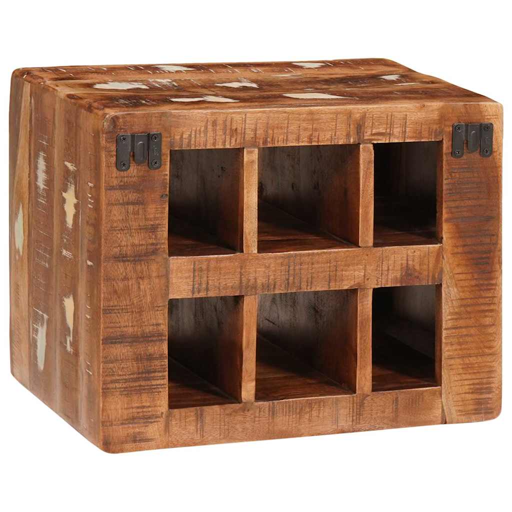 Weinregal mit Speicher Braun 44 x 30 x 35 cm Massivholz Mango