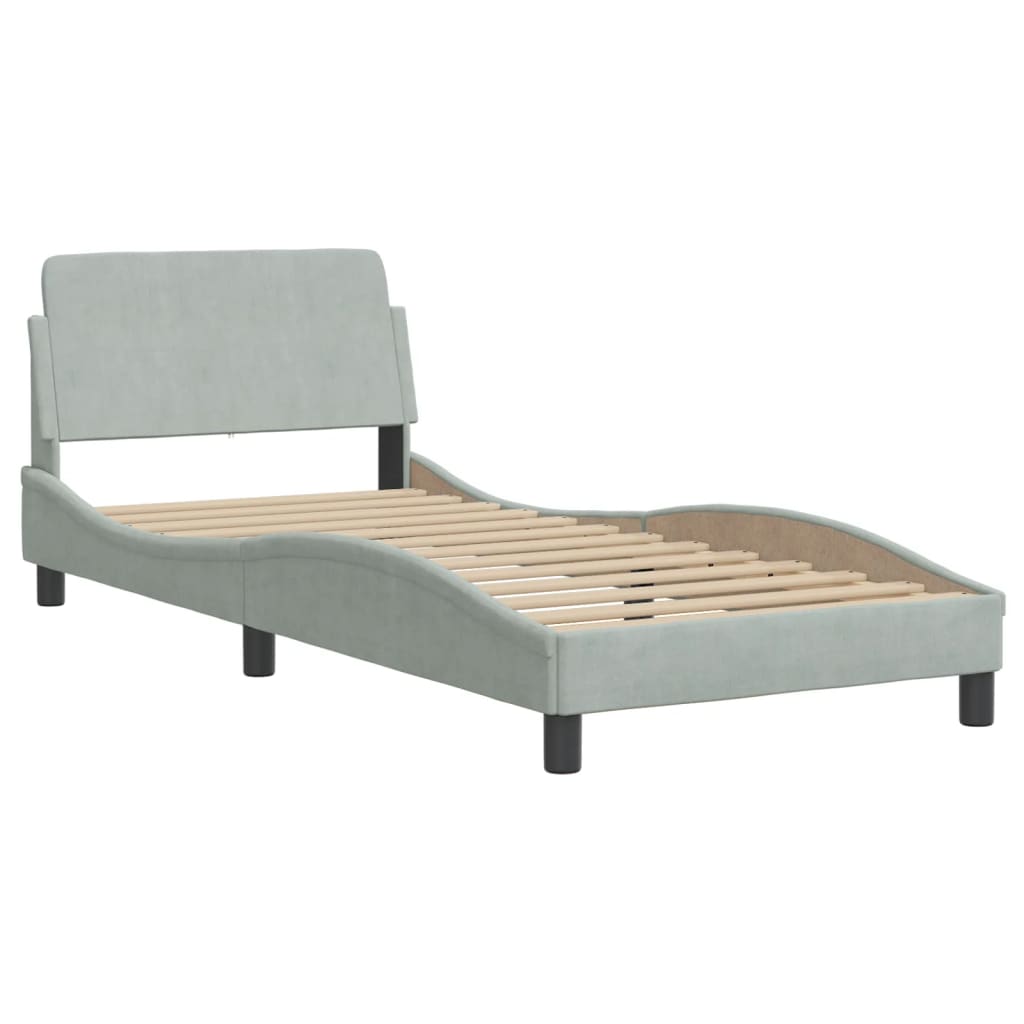 Bett mit Matratze "Dover" Hellgrau 80x200 cm Samt