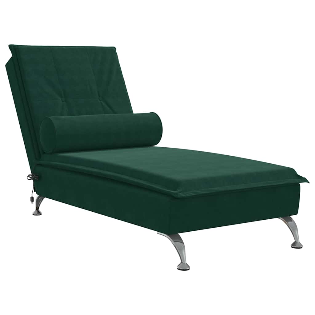 Massage-Chaiselongue mit Nackenrolle Hellgrau Samt