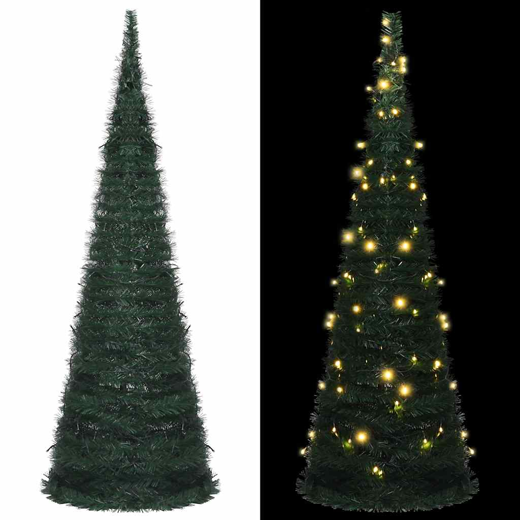 Künstlicher Pop-Up-Weihnachtsbaum mit Beleuchtung Grün 150 cm
