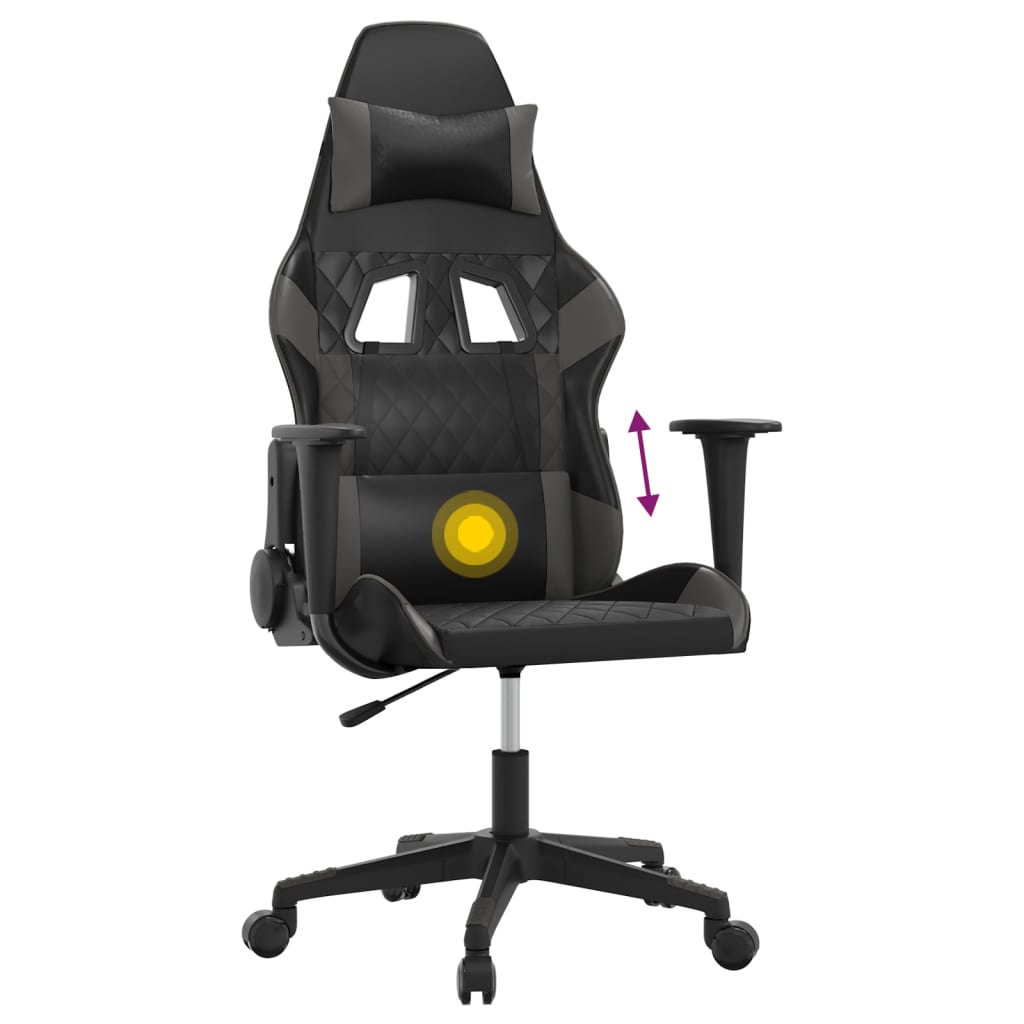 Gaming-Stuhl mit Massagefunktion Schwarz und Blau Kunstleder