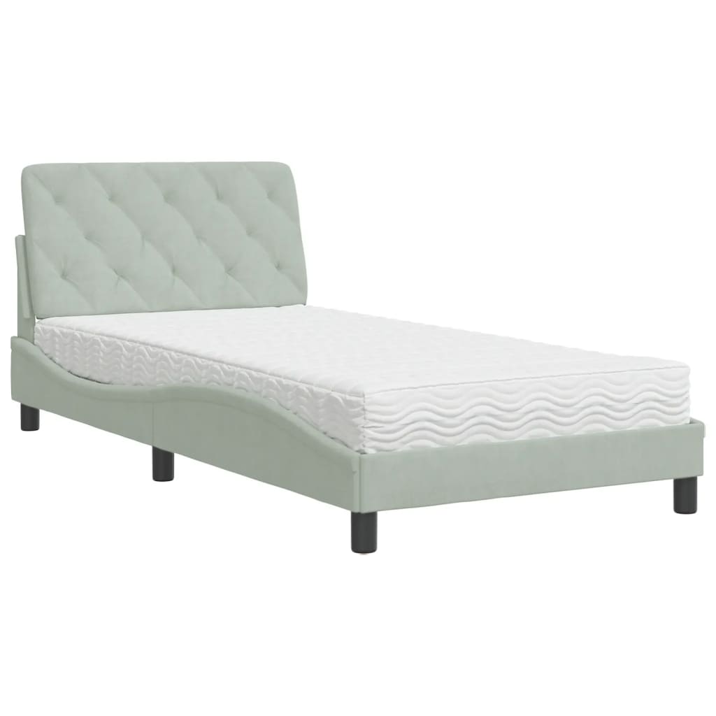 Bett mit Matratze Hellgrau 80x200 cm Samt