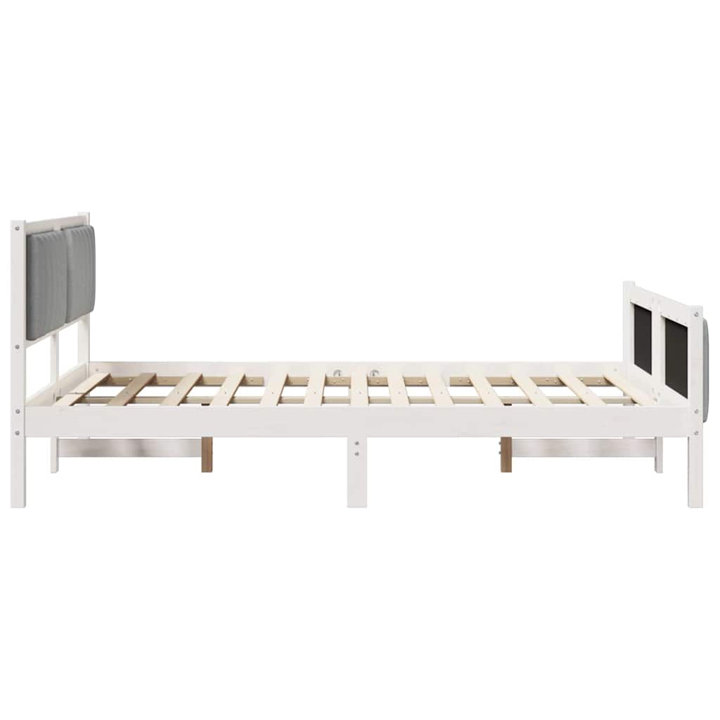 Bettgestell Braun und hellgrau 200 x 200 cm Massivholz Kiefer