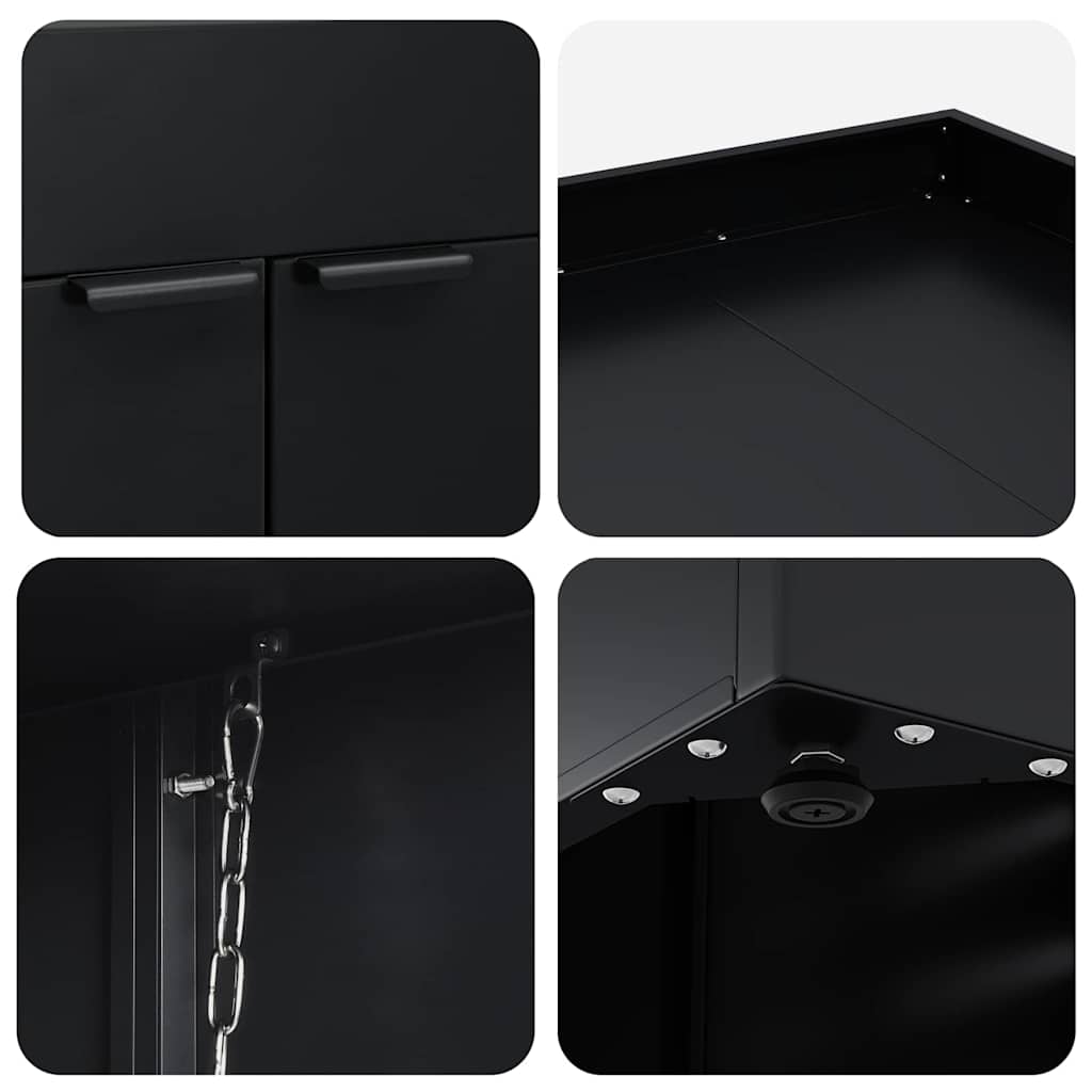 Mülltonnenbox für 2 Tonnen Schwarz 138x79x117 cm Stahl
