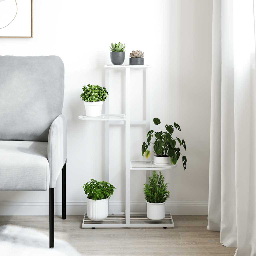 Blumenständer 5-Etagen 43x22x98 cm Weiß Metall