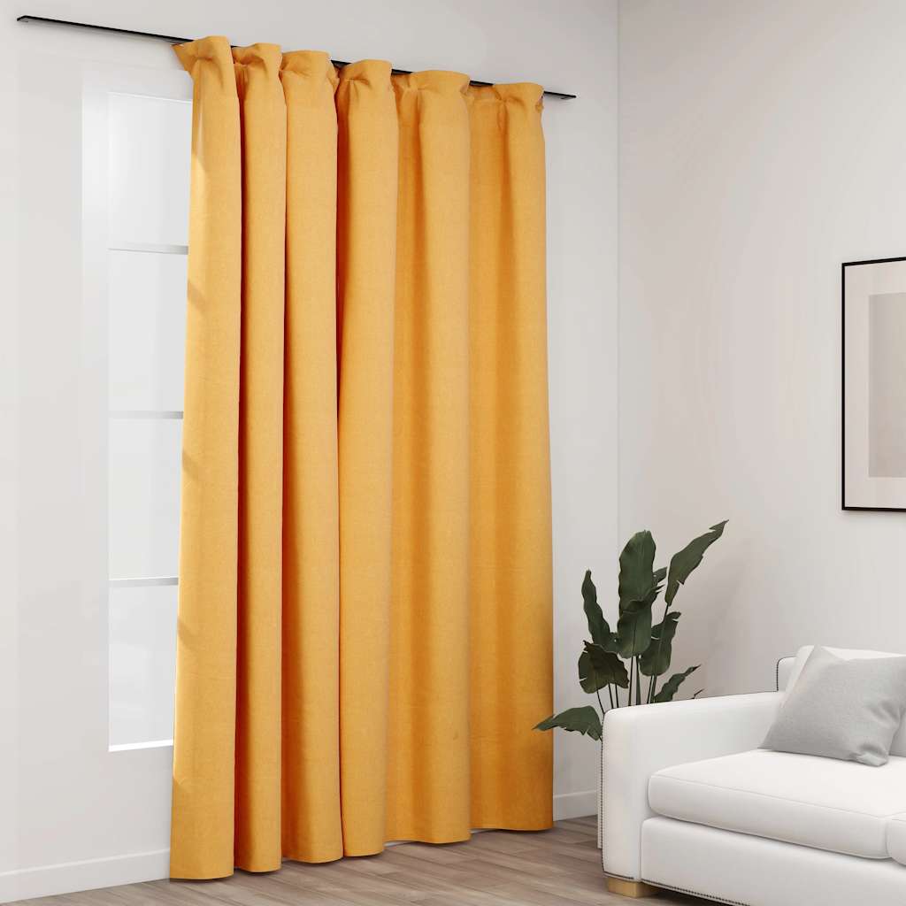 Verdunkelungsvorhänge mit Haken Leinenoptik Schwarz 290x245cm