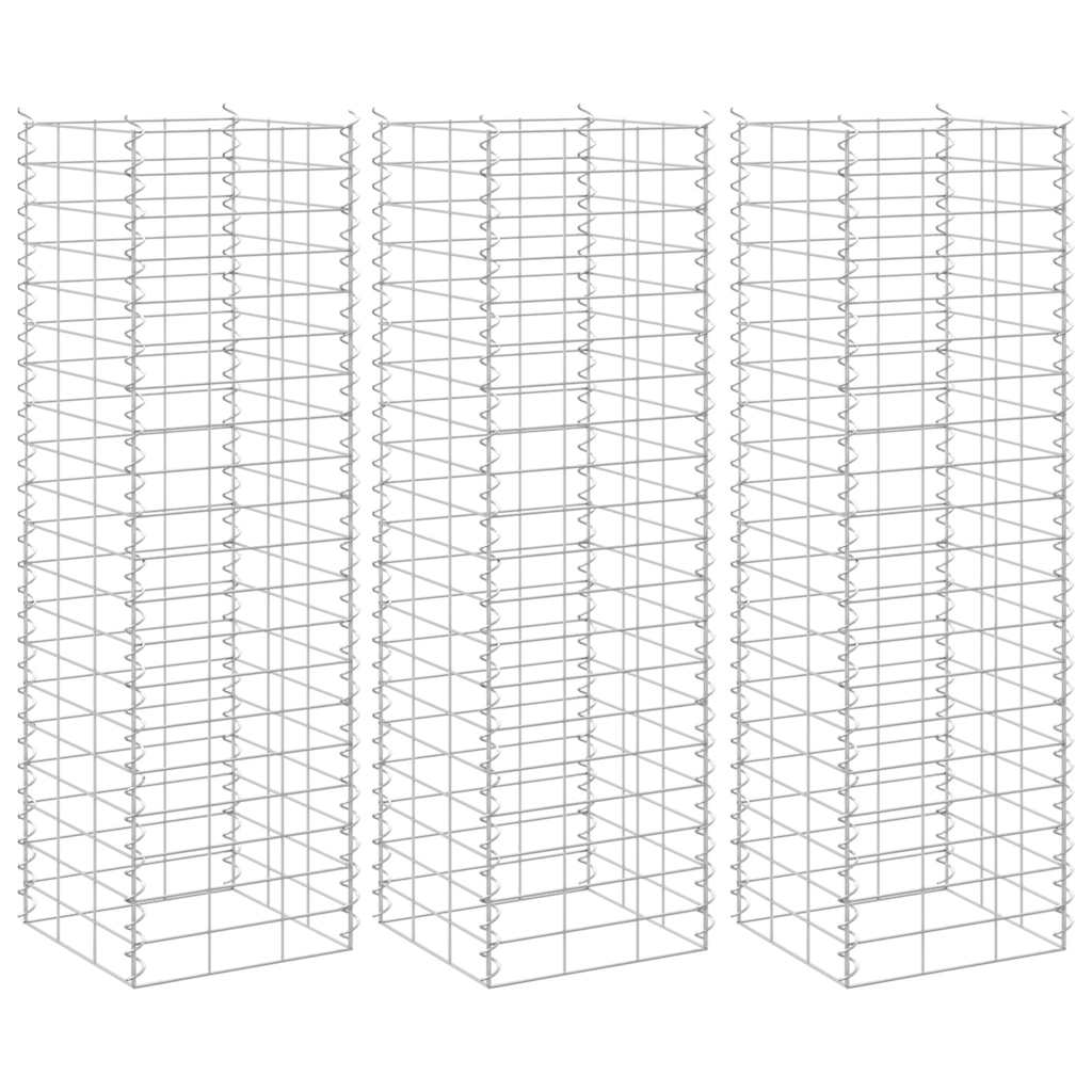 Gabionen-Hochbeete 3 Stk. 30x30x50 cm Eisen
