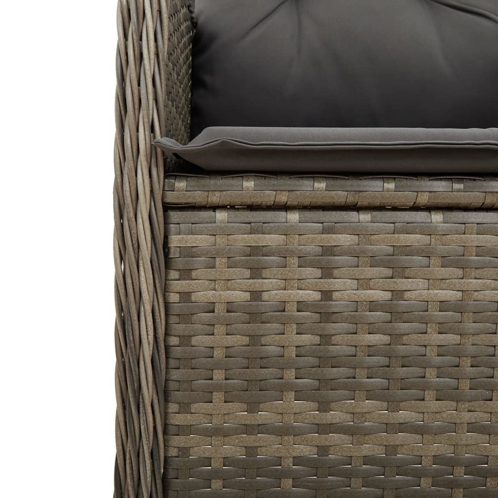 Gartensessel Verstellbar mit Kissen Schwarz Poly Rattan