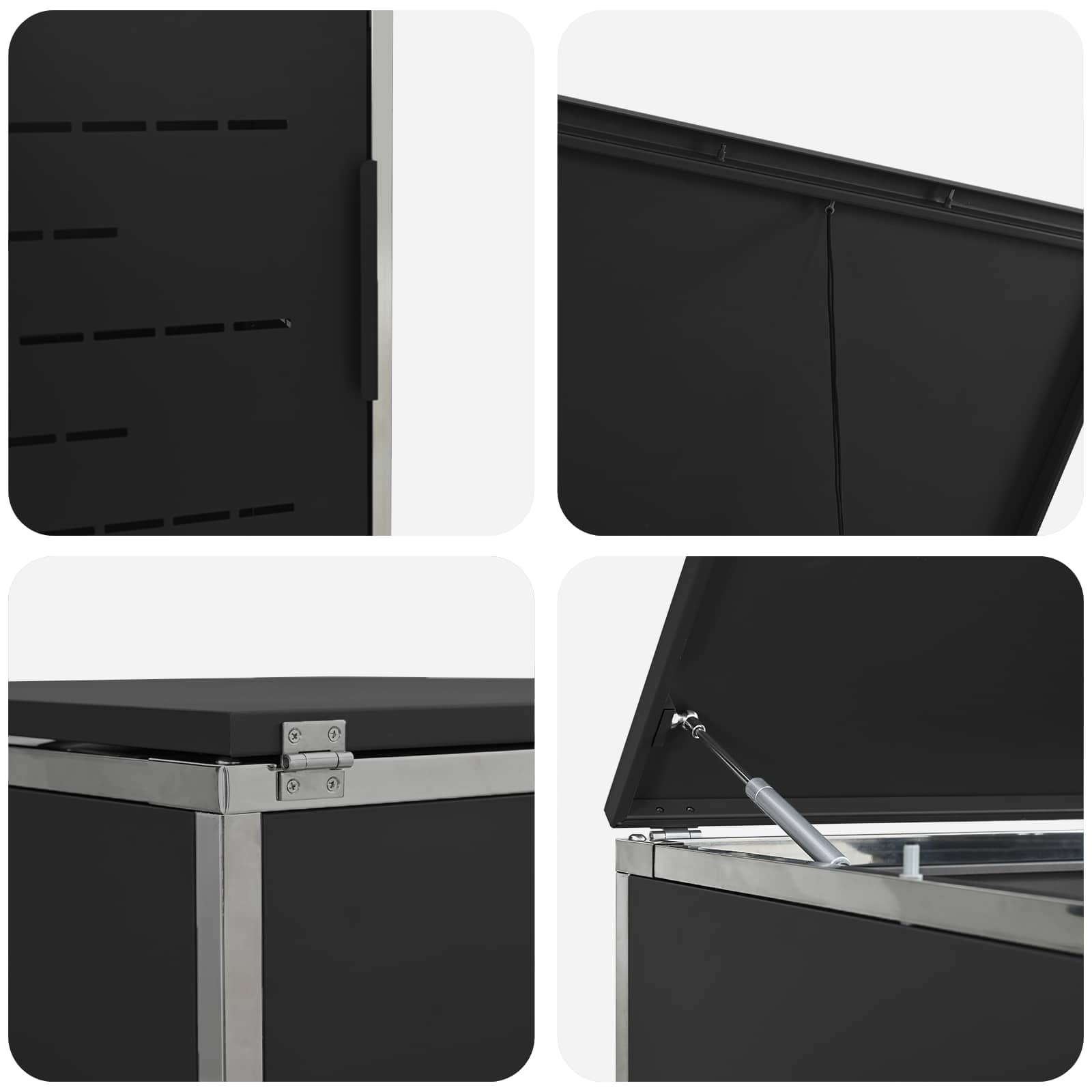 Mülltonnenbox for 2 Bins 240L Edelstahl Schwarz