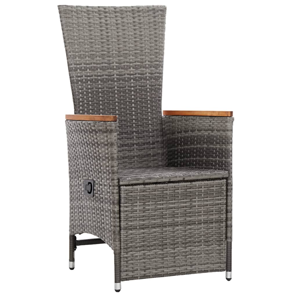 Garten-Liegestühle mit Kissen 2 Stk. Grau Poly Rattan