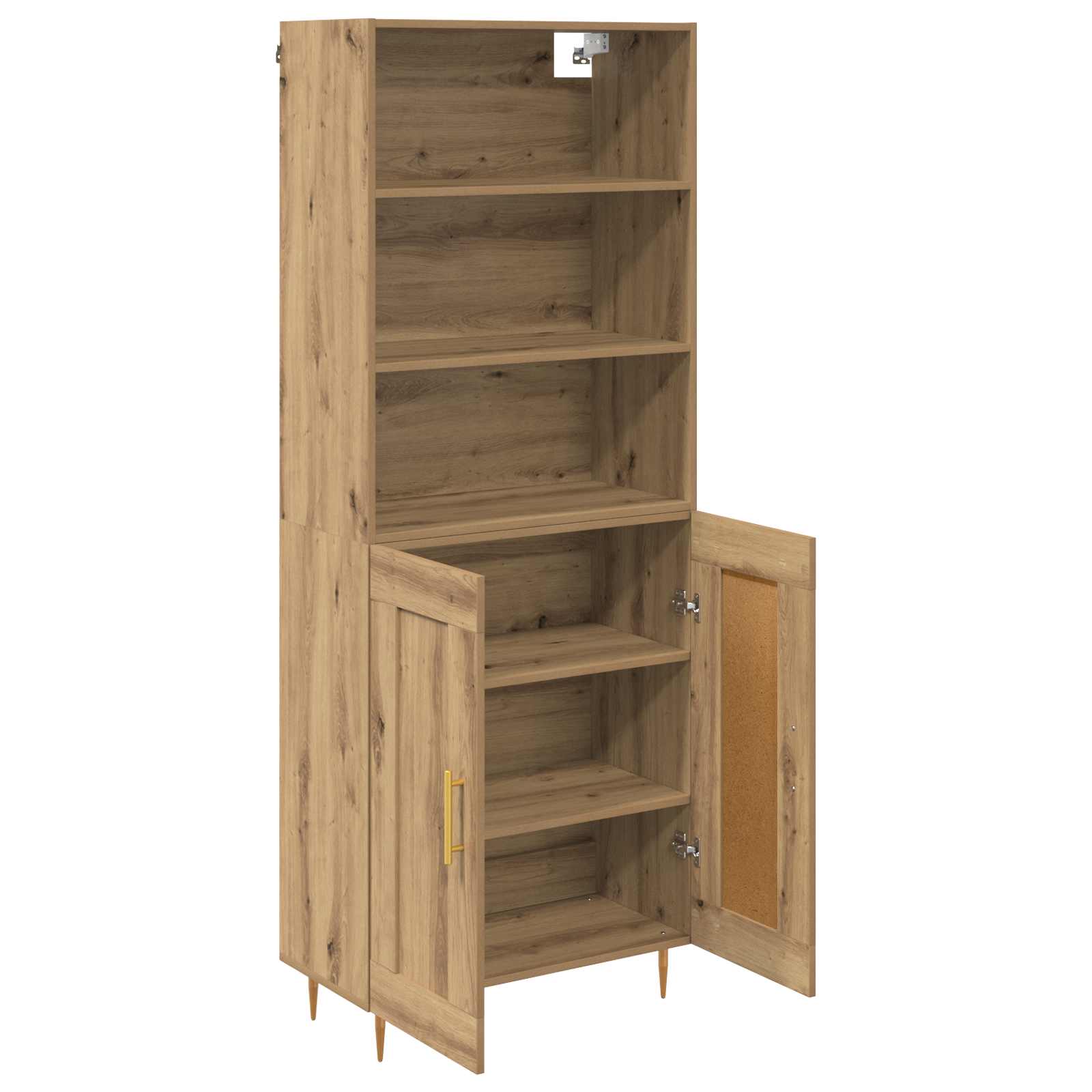 Highboard Hochglanz-Weiß 69,5x34x180 cm Holzwerkstoff