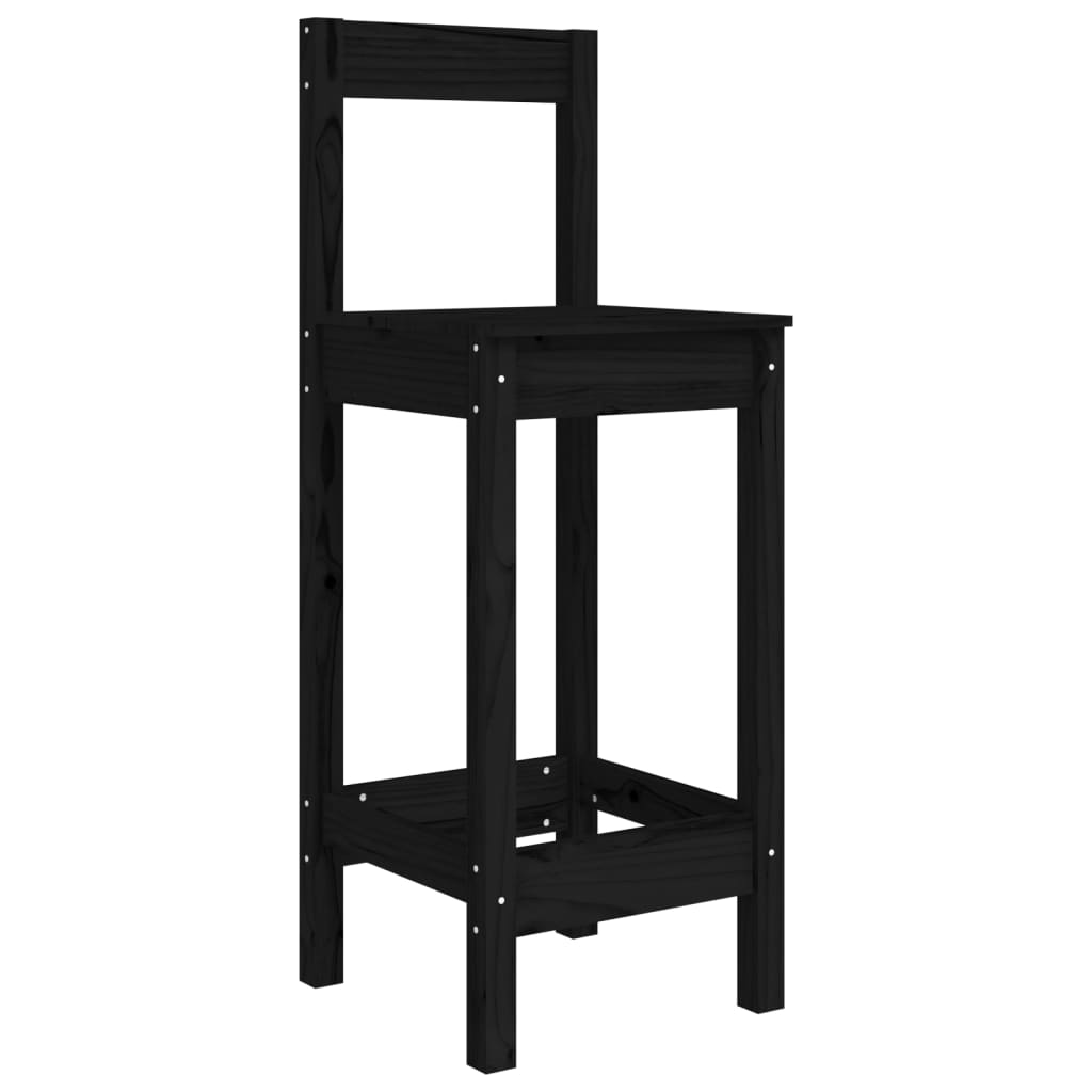 Barstühle 2 Stk. Schwarz 40x40x78 cm Massivholz Kiefer