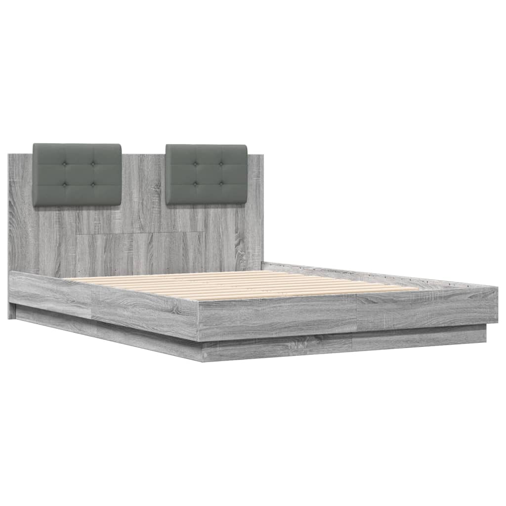 Bettgestell mit Kopfteil Grau Sonoma 180x200 cm Holzwerkstoff