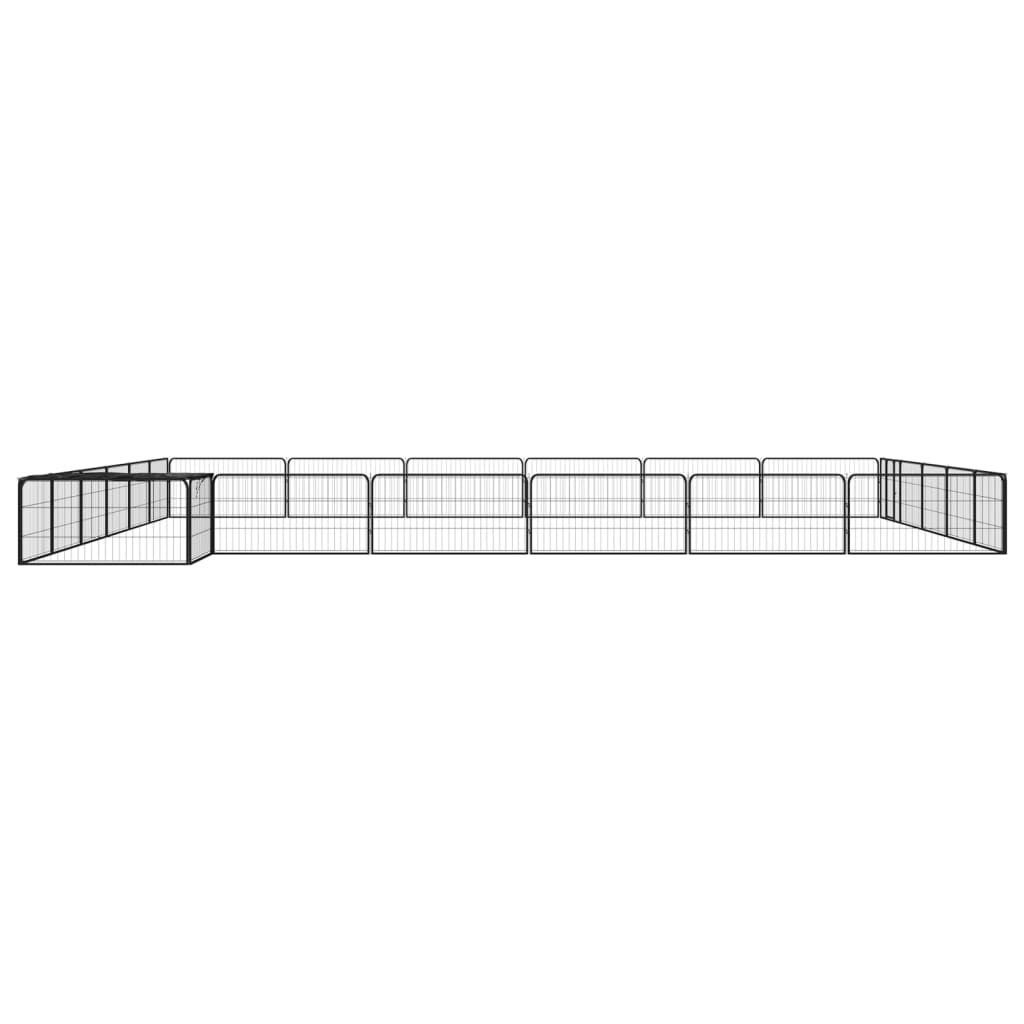 4-tlg. Hundelaufstall Schwarz 100x50cm Stahl Pulverbeschichtung
