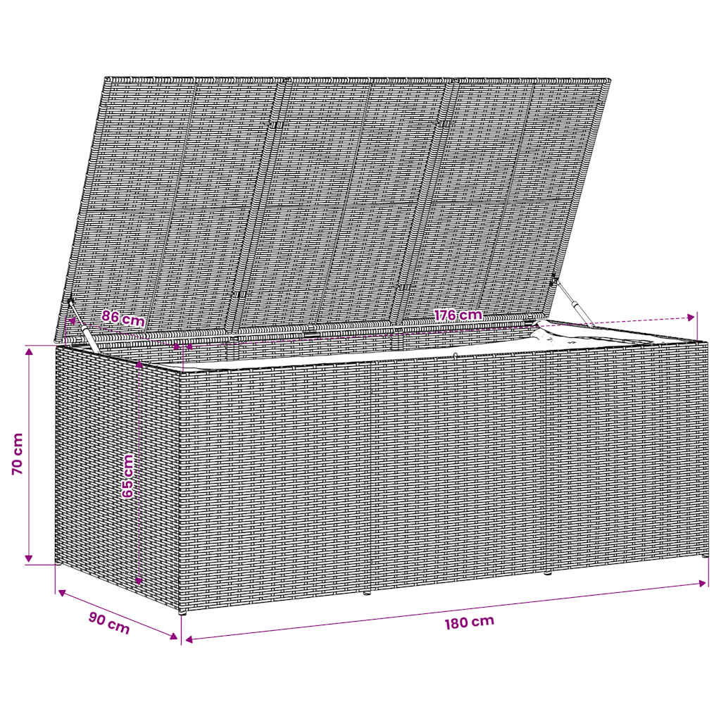 Gartentruhe Schwarz 283L Poly Rattan