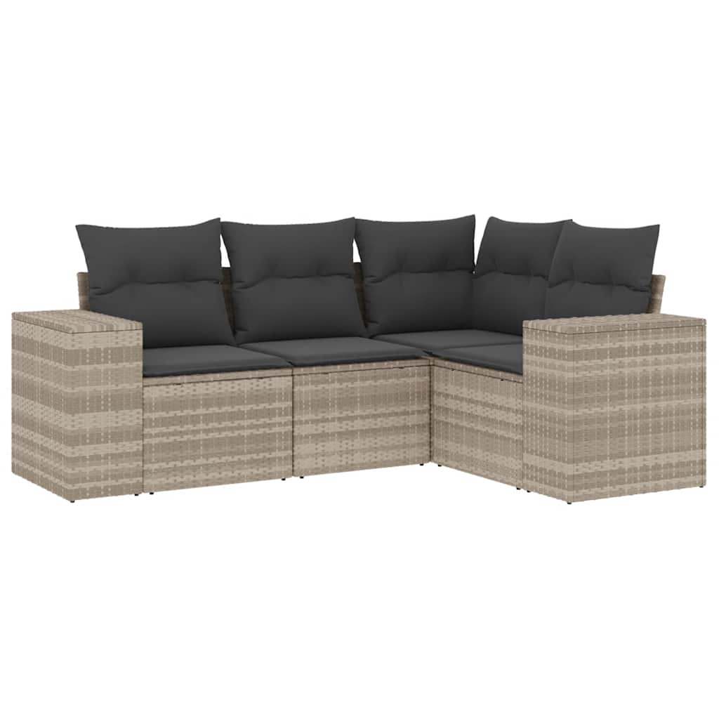4-tlg. Garten-Sofagarnitur mit Kissen Schwarz Poly Rattan