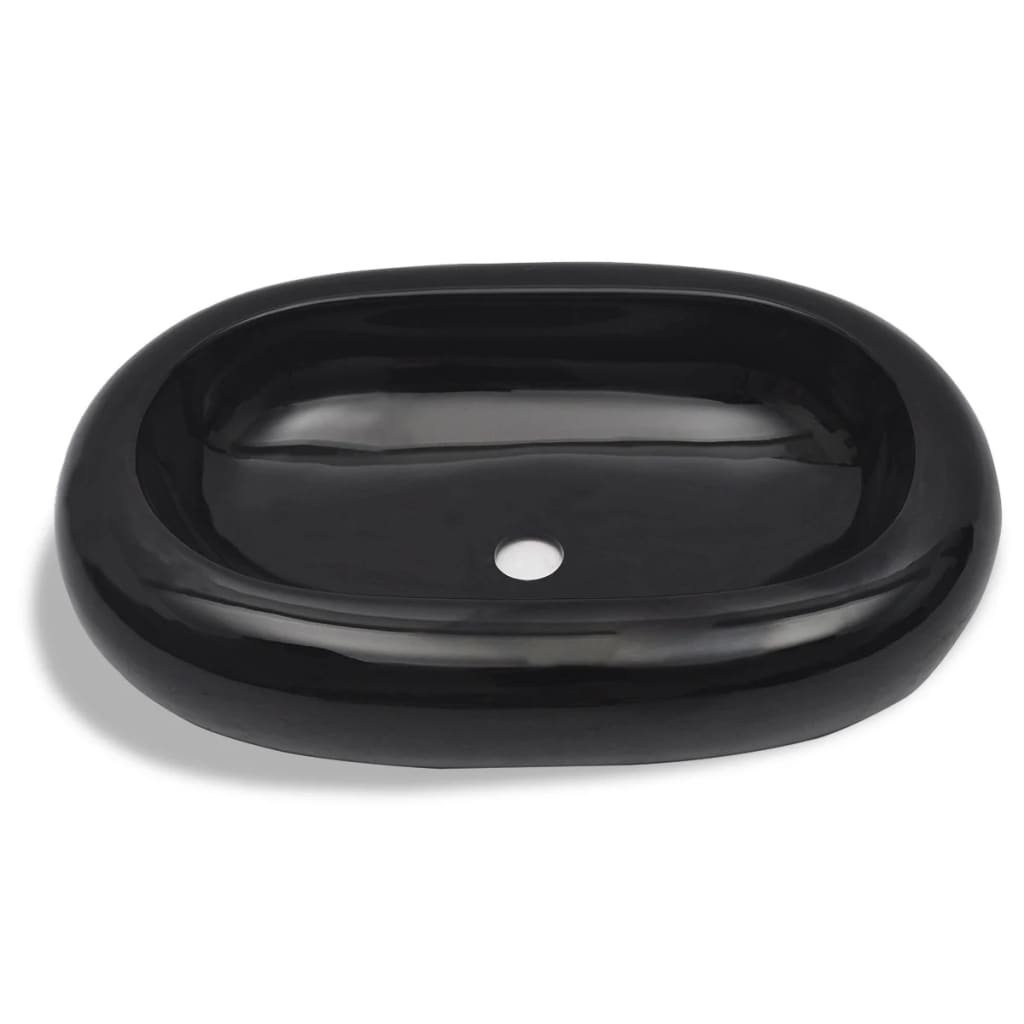 Keramik Waschtisch Waschbecken Oval Weiß 63 x 42 cm