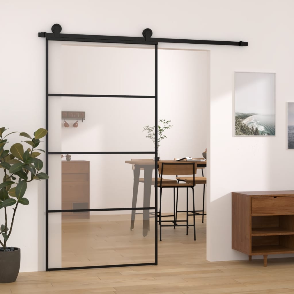 Schiebetür mit Beschlag 76x205 cm ESG-Glas & Aluminium