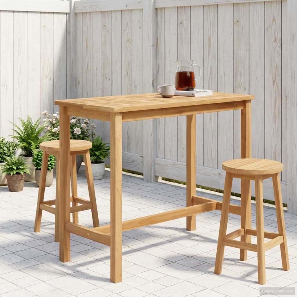 Bartisch Natur 60 x 60 x 105 cm Massiv-Teak