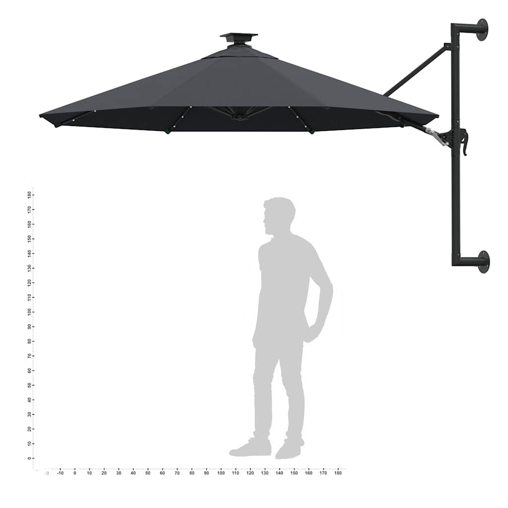 Sonnenschirm zur Wandmontage mit LEDs 300 cm Grün