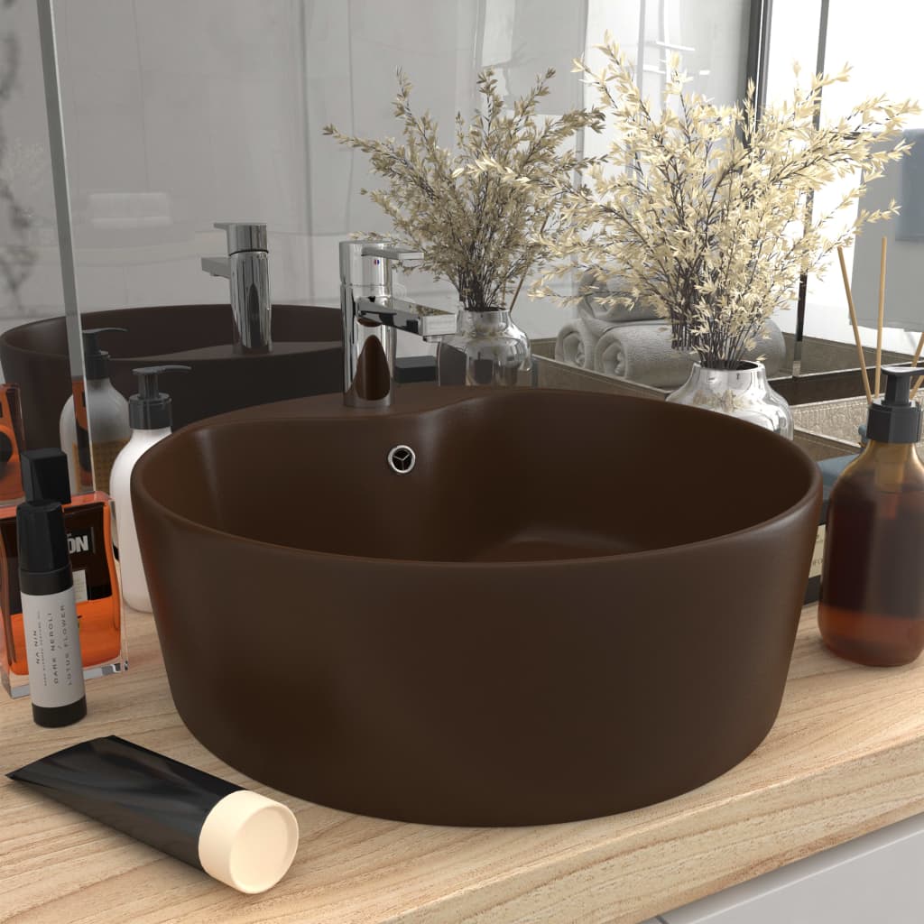Luxus-Waschbecken mit Überlauf Matt-Weiß 36x13 cm Keramik