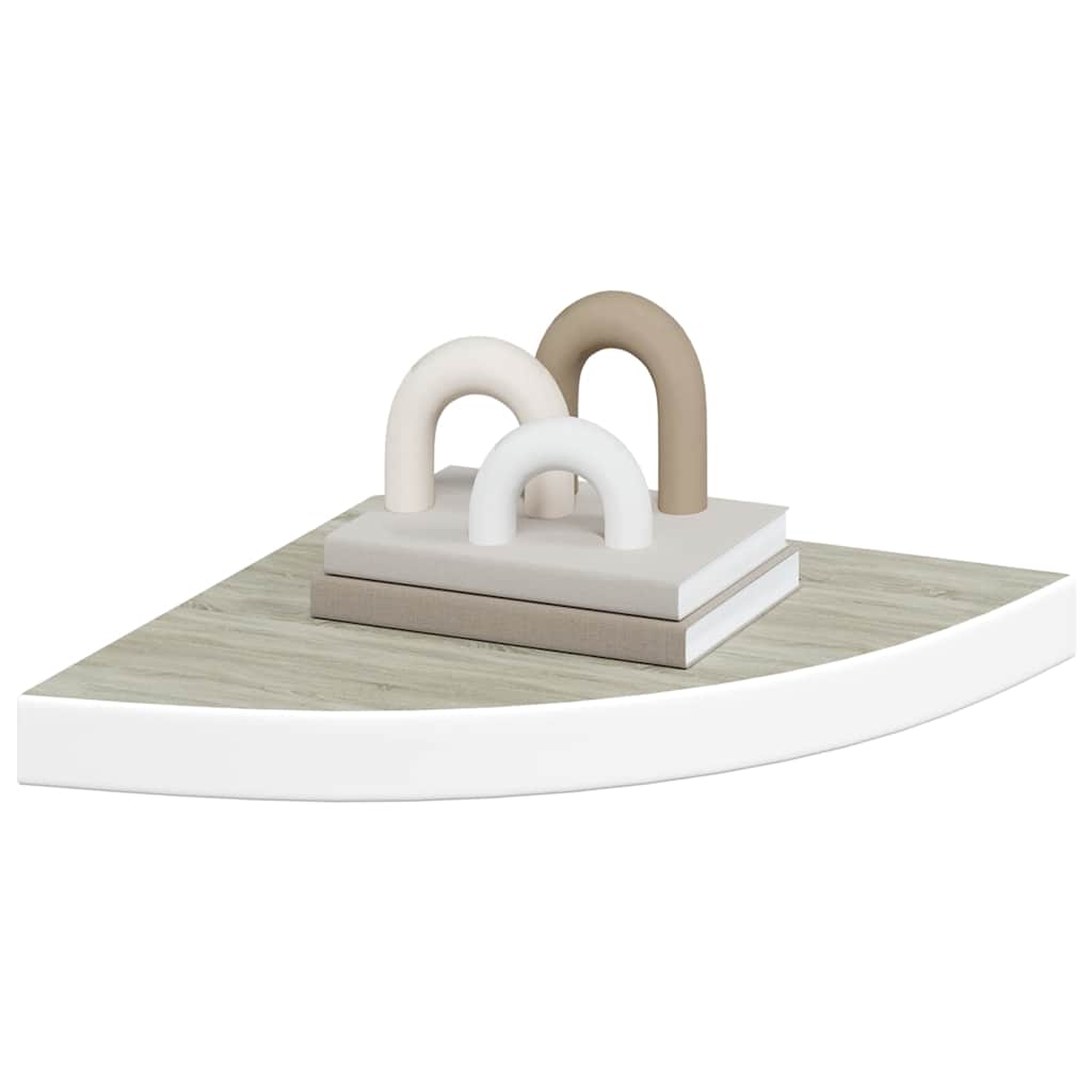Schwebende Eckregale 2 Stk. Hochglanz-Weiß 25x25x3,8 cm MDF