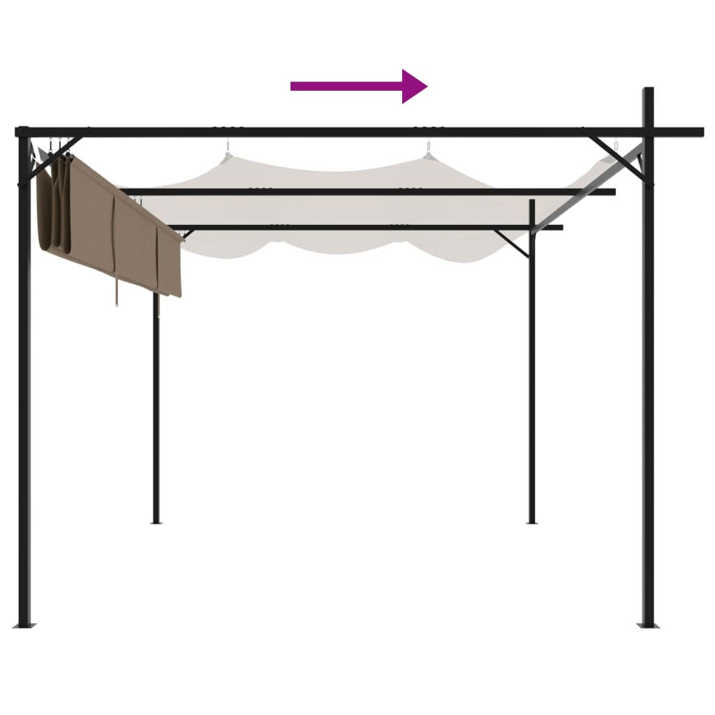 Pergola mit Schiebedach Creme 295x292x230 cm