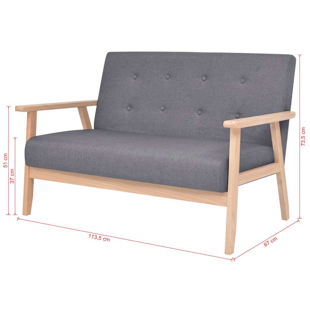 2-Sitzer-Sofa Stoff Hellgrau