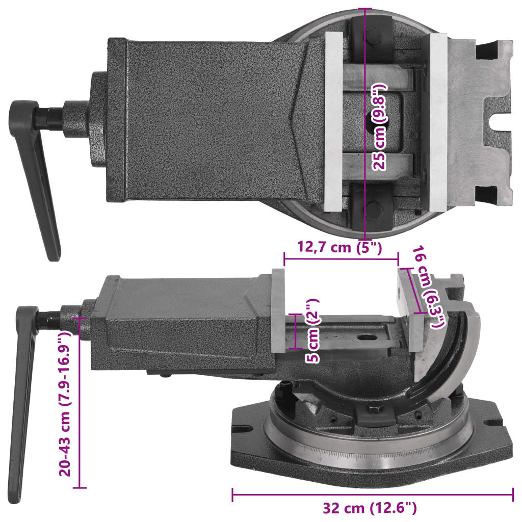 2-Achsen-Schraubstock Kippbar 100 mm