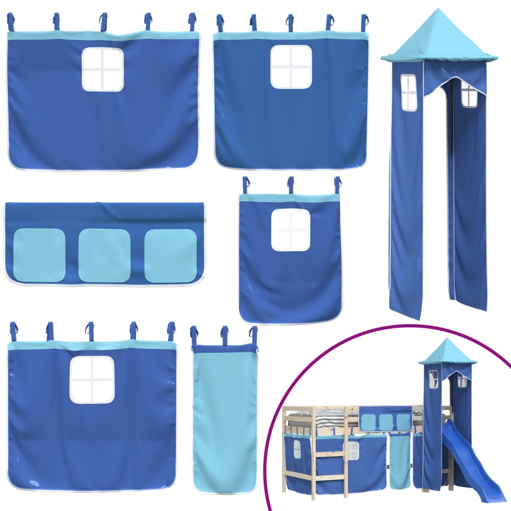 Vorhänge für Hochbett mit Turm Weiß und Schwarz Polyester