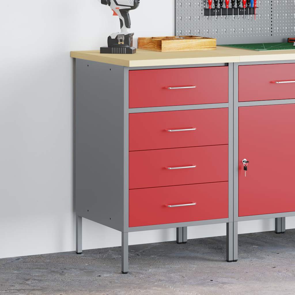 Werkbank mit Schubladen Schwarz und Grau 50 x 55 x 85 cm